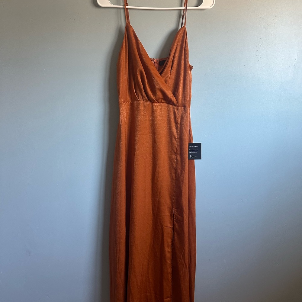Lulu's Rust Maxi Dress with Slit - Picture 3 of 5